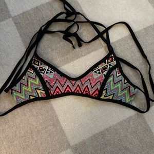 Geometric Neon Swim Top